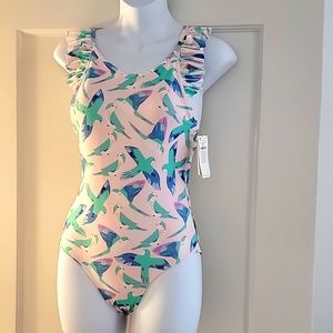 cute bathing suit one piece ruffle bird